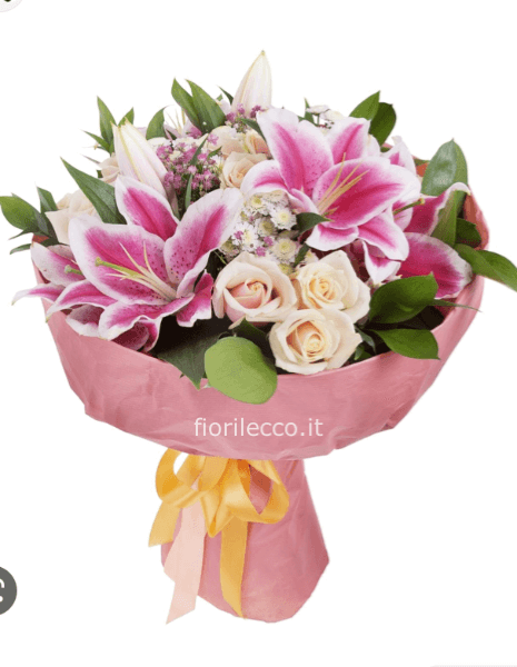 BOUQUET DI LILIUM E ROSE 