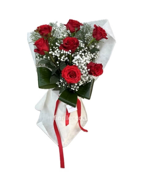 mazzo con 7 rose rosse